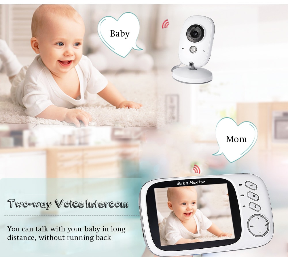 VB603 2.4G Video Digital Baby Monitor Security Mini Camera with 3.2 inch Screen 2 Ways Audio Talk and Night Vision- White VB603 2.4G Video Digital Baby Monitor Security Mini Camera with 3.2 inch Screen 2 Ways Audio Talk and Night Vision- White