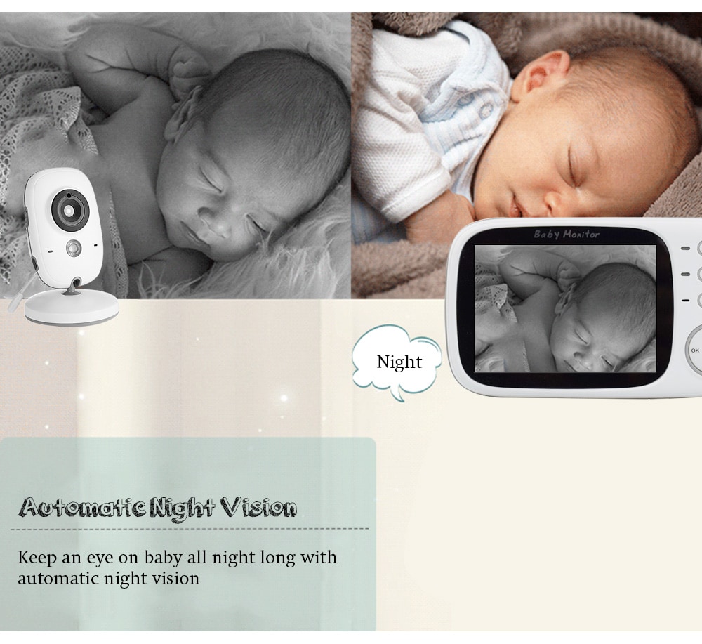 VB603 2.4G Video Digital Baby Monitor Security Mini Camera with 3.2 inch Screen 2 Ways Audio Talk and Night Vision- White VB603 2.4G Video Digital Baby Monitor Security Mini Camera with 3.2 inch Screen 2 Ways Audio Talk and Night Vision- White