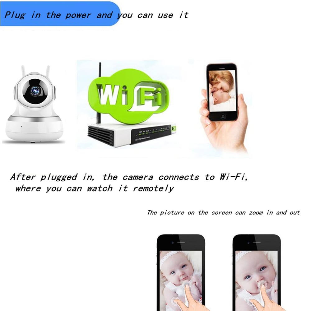 WiFi Remote Control Multifunction Infrared Night Vision Monitor IP Camera 1080P US Plug- Silver and White 1Pc WiFi Remote Control Multifunction Infrared Night Vision Monitor IP Camera 1080P US Plug- Silver and White 1Pc