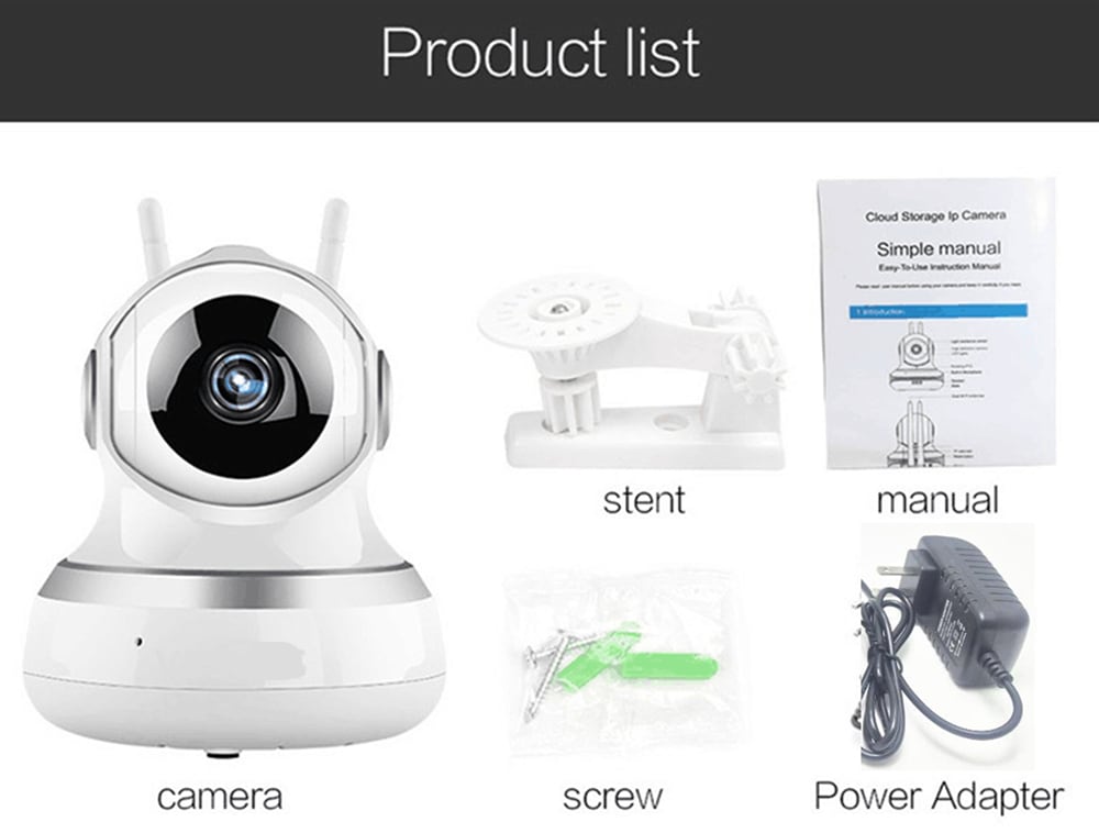 WiFi Remote Control Multifunction Infrared Night Vision Monitor IP Camera 1080P US Plug- Silver and White 1Pc WiFi Remote Control Multifunction Infrared Night Vision Monitor IP Camera 1080P US Plug- Silver and White 1Pc