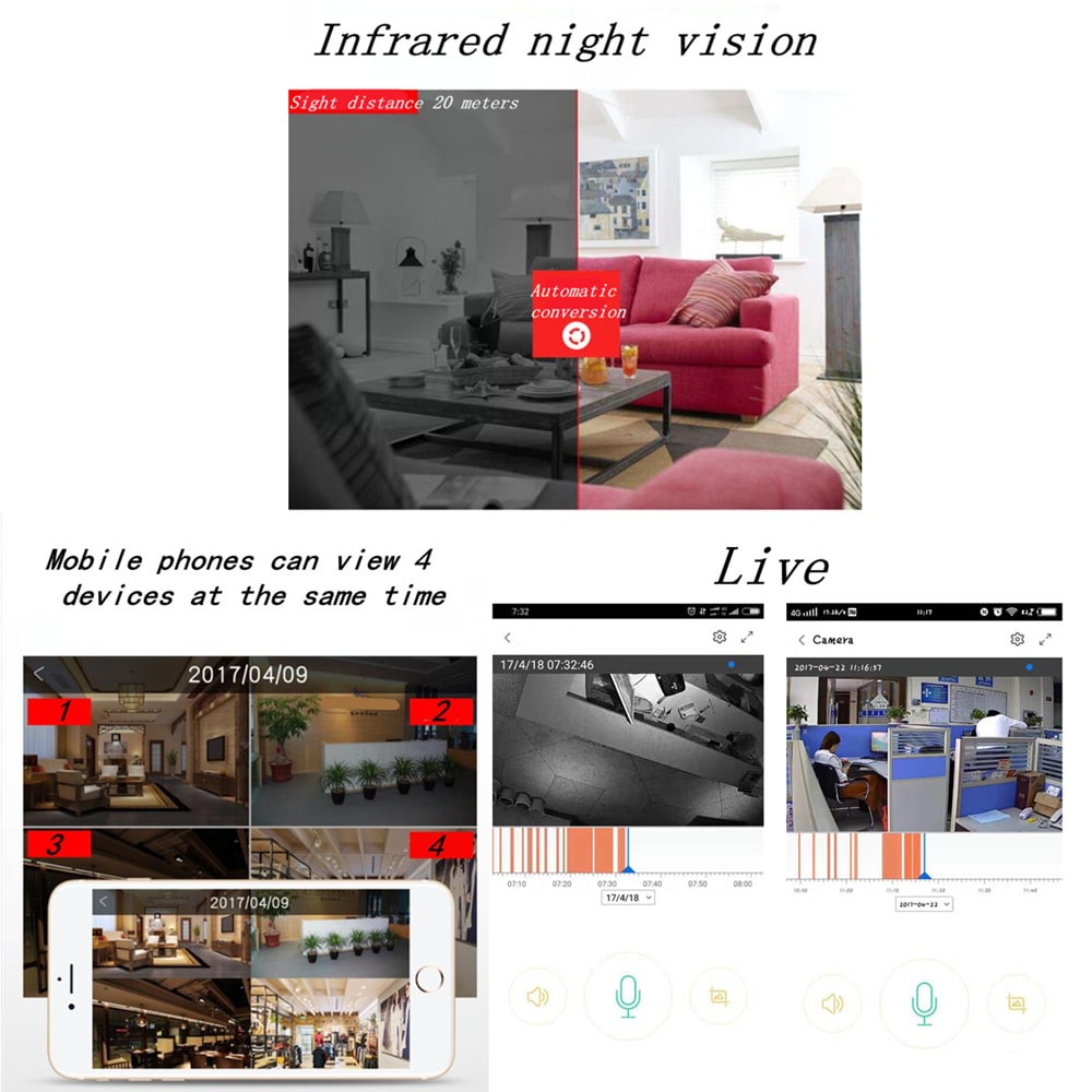 WiFi Remote Control Multifunction Infrared Night Vision Monitor Camera 1080P EU Plug- Silver and White WiFi Remote Control Multifunction Infrared Night Vision Monitor Camera 1080P EU Plug- Silver and White