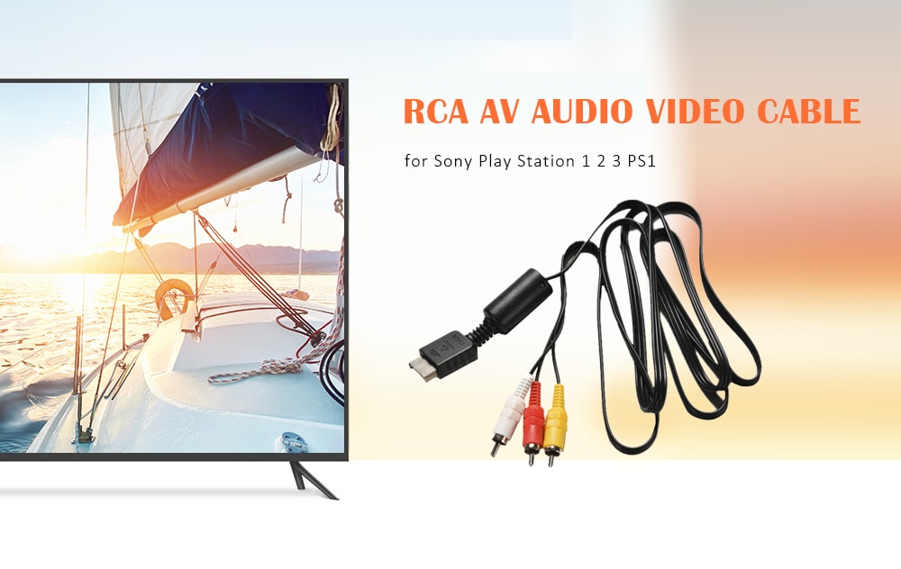 RCA AV Audio Video Cable Cord for Sony Play Station 1 2 3 PS1- Black RCA AV Audio Video Cable Cord for Sony Play Station 1 2 3 PS1- Black