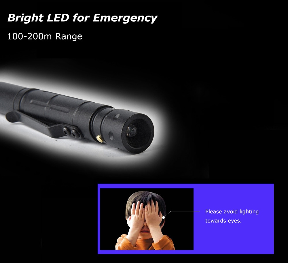 TG - S165 Outdoor Portable Tactical Defensive Survival Pen LED Flashlight- Black TG - S165 Outdoor Portable Tactical Defensive Survival Pen LED Flashlight- Black