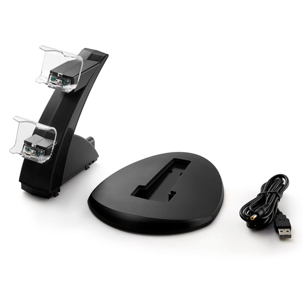 PS4 Controller Charger, Dual USB Charging Docking Station Stand with LED Lights- Black PS4 Controller Charger, Dual USB Charging Docking Station Stand with LED Lights- Black