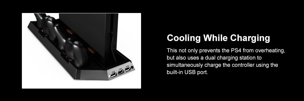 Multifunctional USB Cooling Fan with Charger Stand Function for PS4 Console and Controller- Black Multifunctional USB Cooling Fan with Charger Stand Function for PS4 Console and Controller- Black