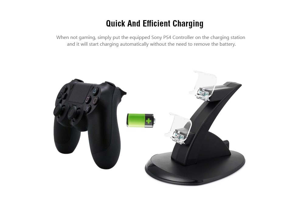 Dual Micro USB Charging Dock Station Stand for PS4 Controller Large Size- Black Dual Micro USB Charging Dock Station Stand for PS4 Controller Large Size- Black