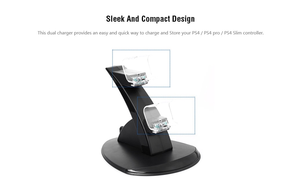 Dual Micro USB Charging Dock Station Stand for PS4 Controller Large Size- Black Dual Micro USB Charging Dock Station Stand for PS4 Controller Large Size- Black