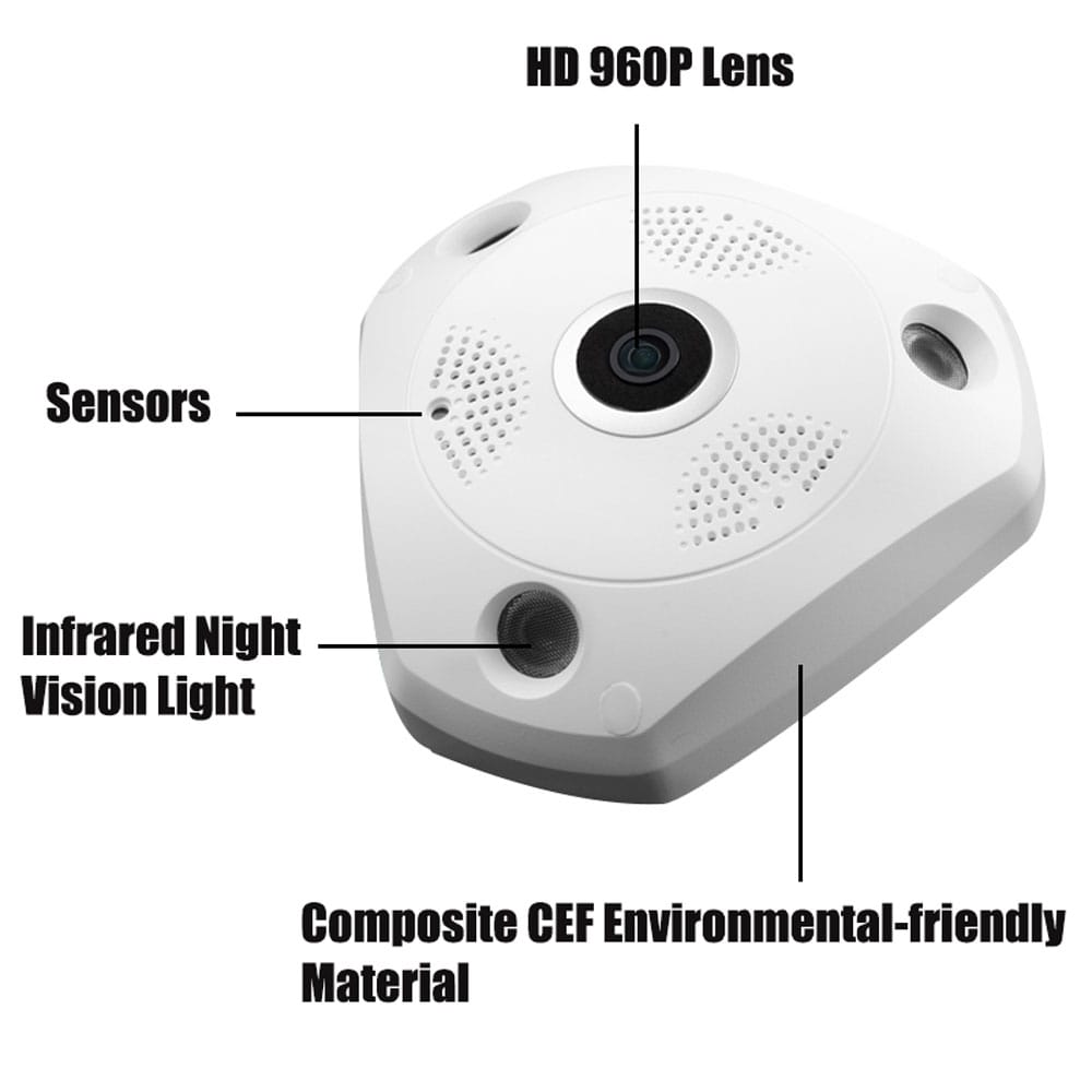 Smart 3D VR Camera Monitor 360 Degree Panoramic WiFi SD Card- White Smart 3D VR Camera Monitor 360 Degree Panoramic WiFi SD Card- White