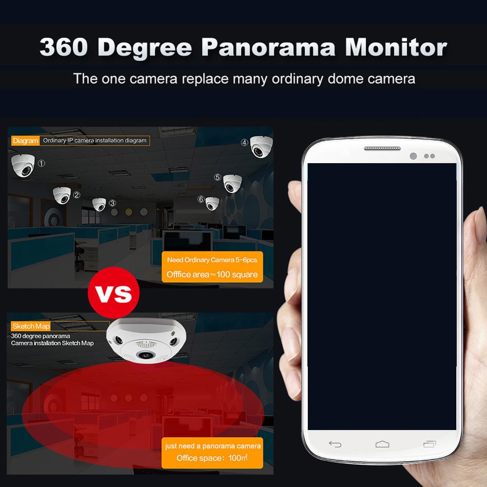 Smart 3D VR Camera Monitor 360 Degree Panoramic WiFi SD Card- White Smart 3D VR Camera Monitor 360 Degree Panoramic WiFi SD Card- White