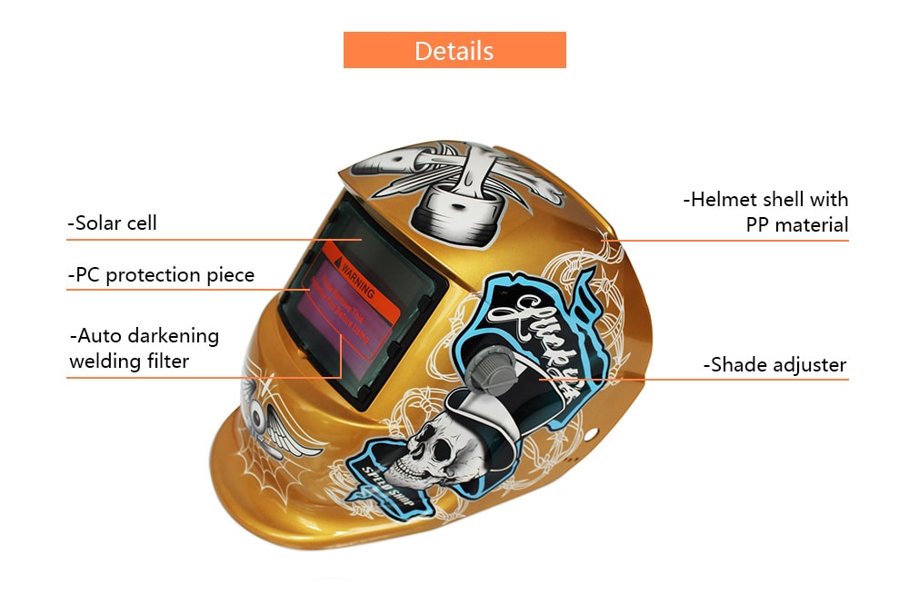 Solar Energy Automatic Changeable Light Electric Welding Protective Helmet with Pirate Pattern- Red Solar Energy Automatic Changeable Light Electric Welding Protective Helmet with Pirate Pattern- Red