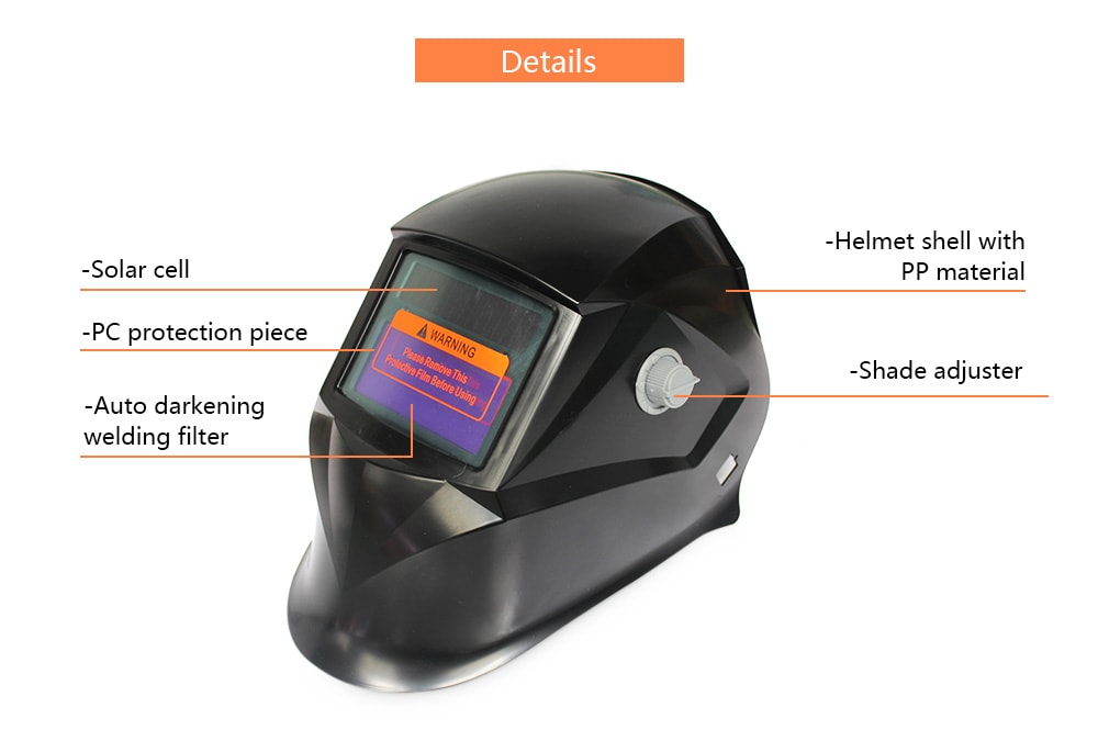Solar Energy Automatic Changeable Light Electric Welding Protective Helmet with Solid Color Type- Black 900 Solar Energy Automatic Changeable Light Electric Welding Protective Helmet with Solid Color Type- Black 900