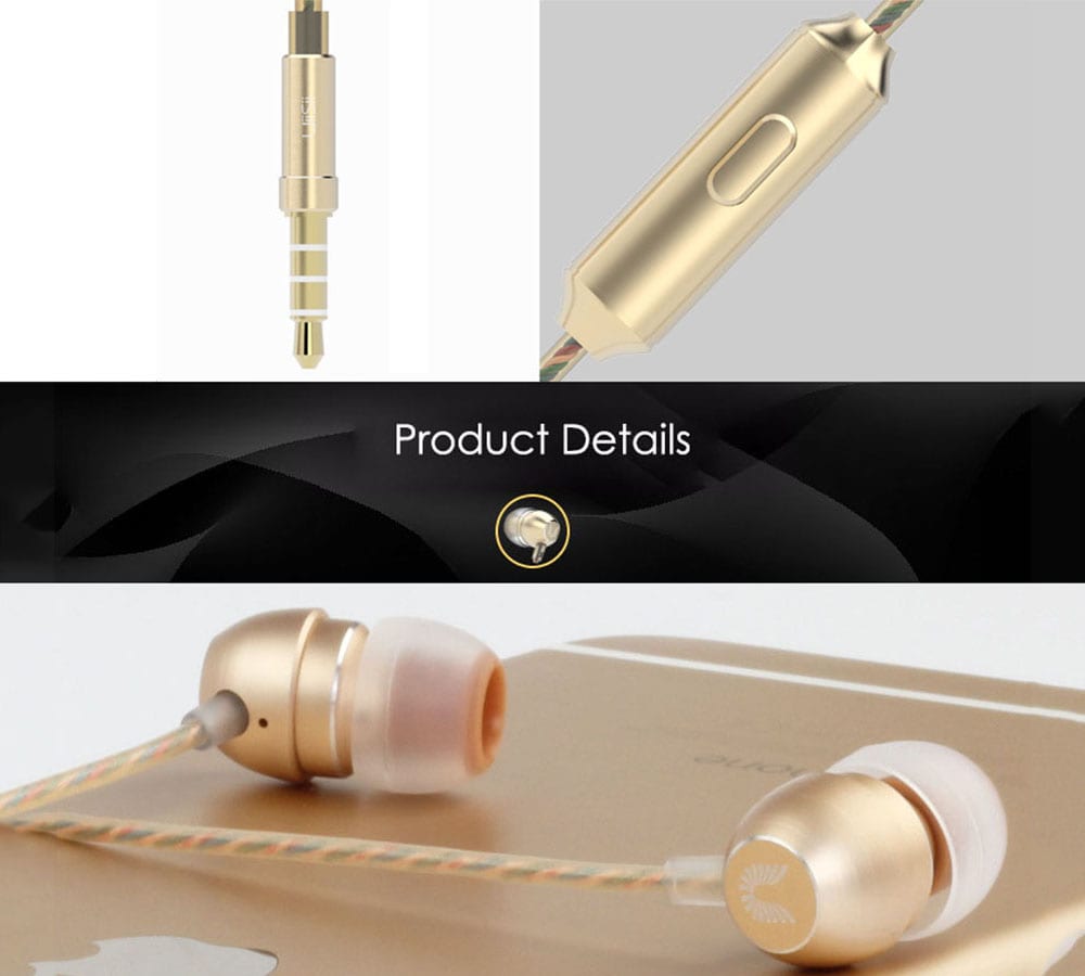 UIISII HM7 In-ear Wired Fragrance Music Earphones with On-cord Control- Golden UIISII HM7 In-ear Wired Fragrance Music Earphones with On-cord Control- Golden