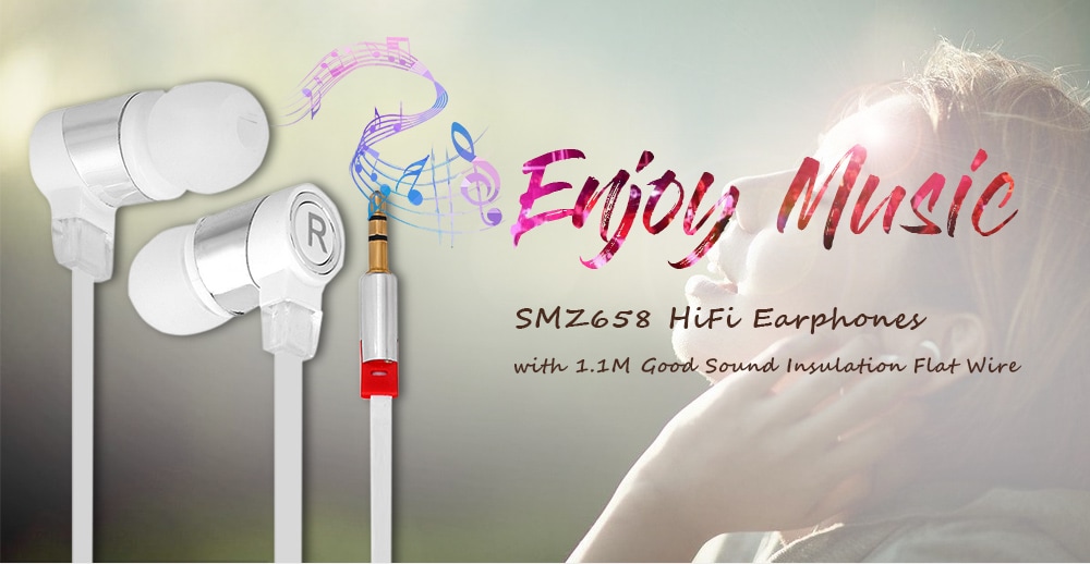 SMZ658 Professional 1.1M In-ear Headset Perfect HiFi Sound Earphone Flat Wire Good Sound Insulation- White SMZ658 Professional 1.1M In-ear Headset Perfect HiFi Sound Earphone Flat Wire Good Sound Insulation- White