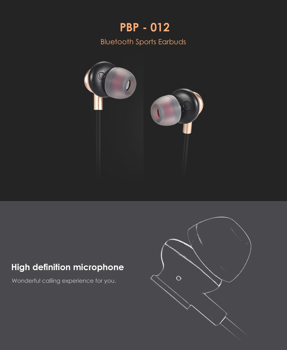 PBP - 012 Bluetooth Sports Earbuds with Mic Support Hands-free Calls- Golden PBP - 012 Bluetooth Sports Earbuds with Mic Support Hands-free Calls- Golden