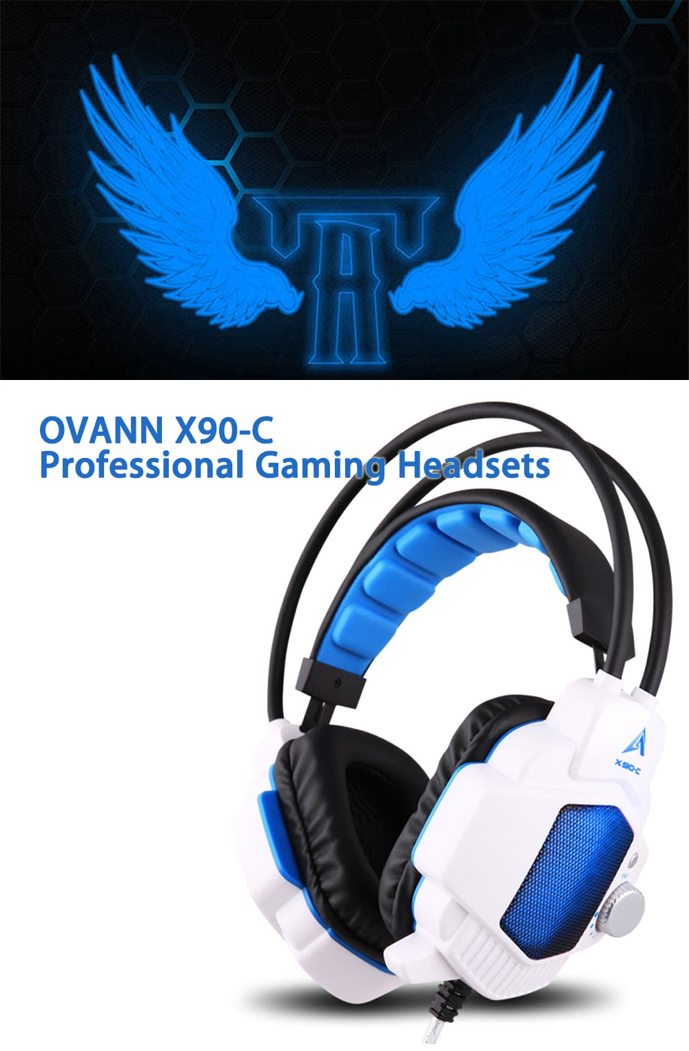 OVANN X90 - C Professional Gaming Headsets Flash Light Effect Suspended Headband- Blue and White OVANN X90 - C Professional Gaming Headsets Flash Light Effect Suspended Headband- Blue and White