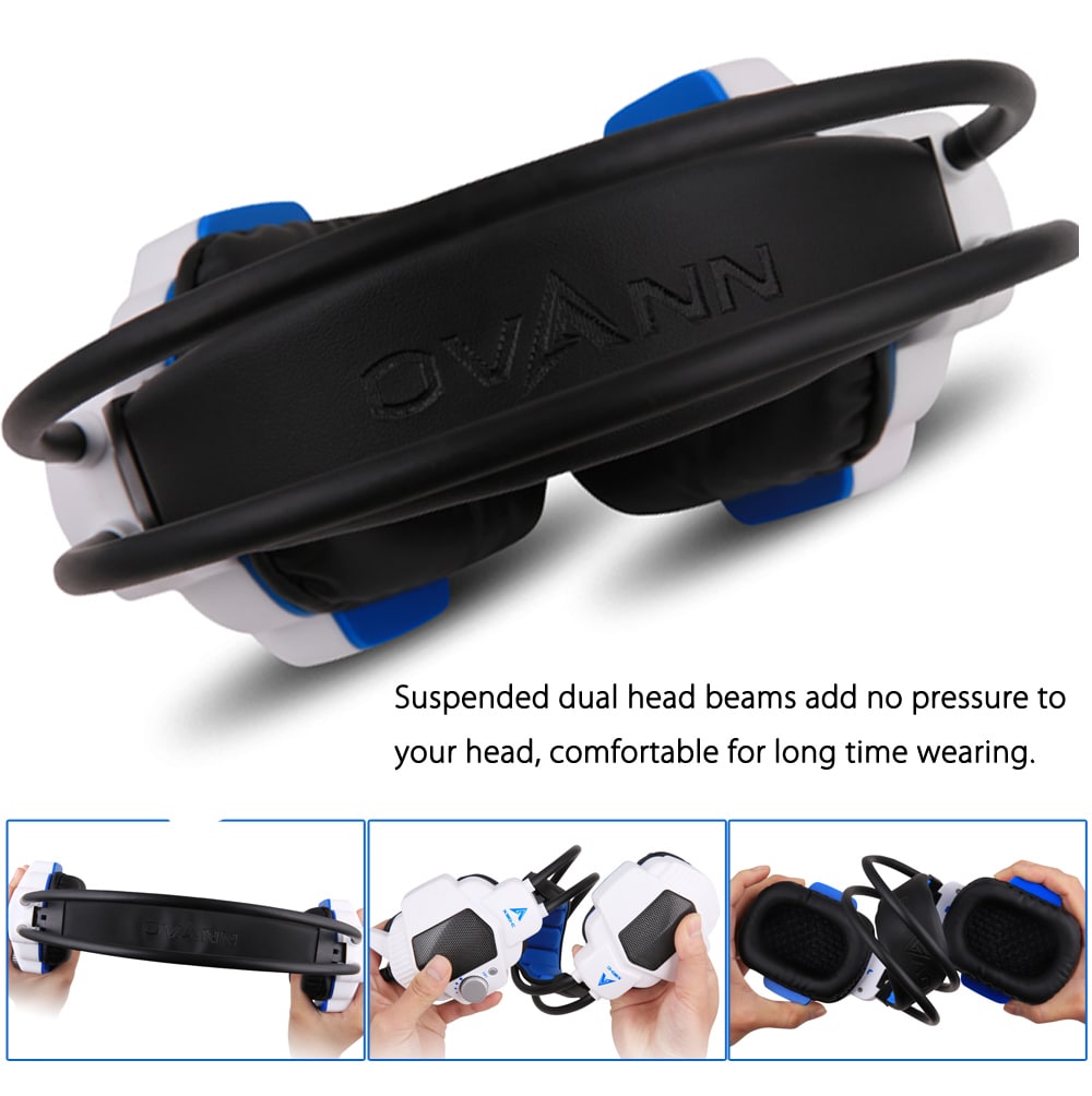 OVANN X90 - C Professional Gaming Headsets Flash Light Effect Suspended Headband- Blue and White OVANN X90 - C Professional Gaming Headsets Flash Light Effect Suspended Headband- Blue and White