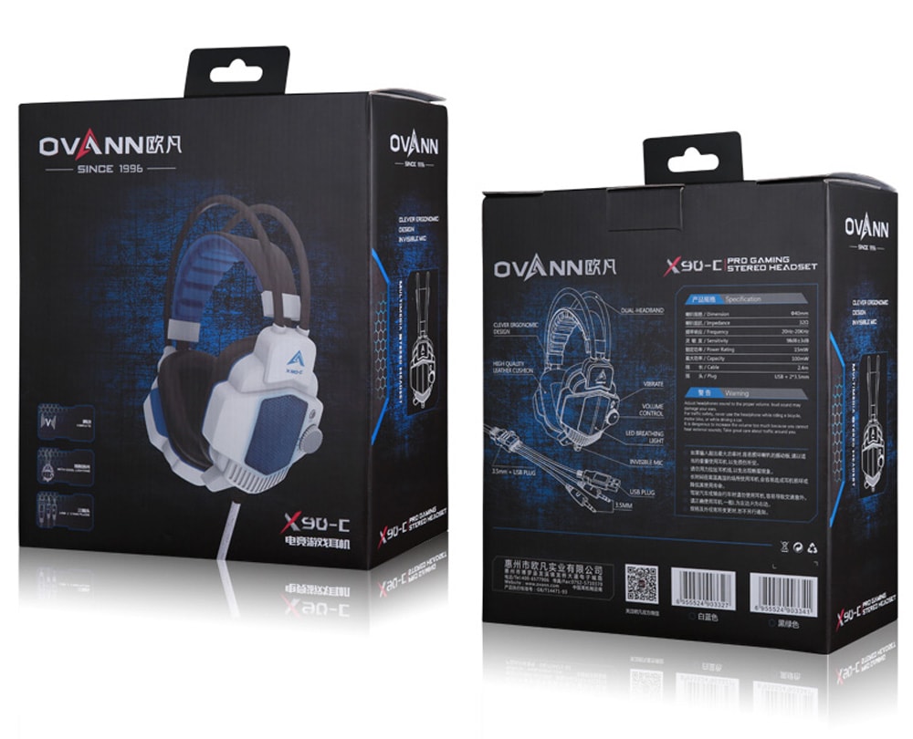 OVANN X90 - C Professional Gaming Headsets Flash Light Effect Suspended Headband- Blue and White OVANN X90 - C Professional Gaming Headsets Flash Light Effect Suspended Headband- Blue and White