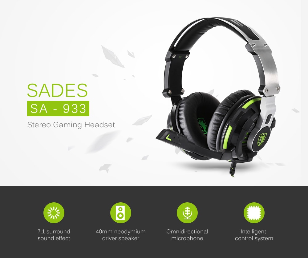 SADES SA - 933 3.5mm Jack Gaming Headphones- Black and Green SADES SA - 933 3.5mm Jack Gaming Headphones- Black and Green