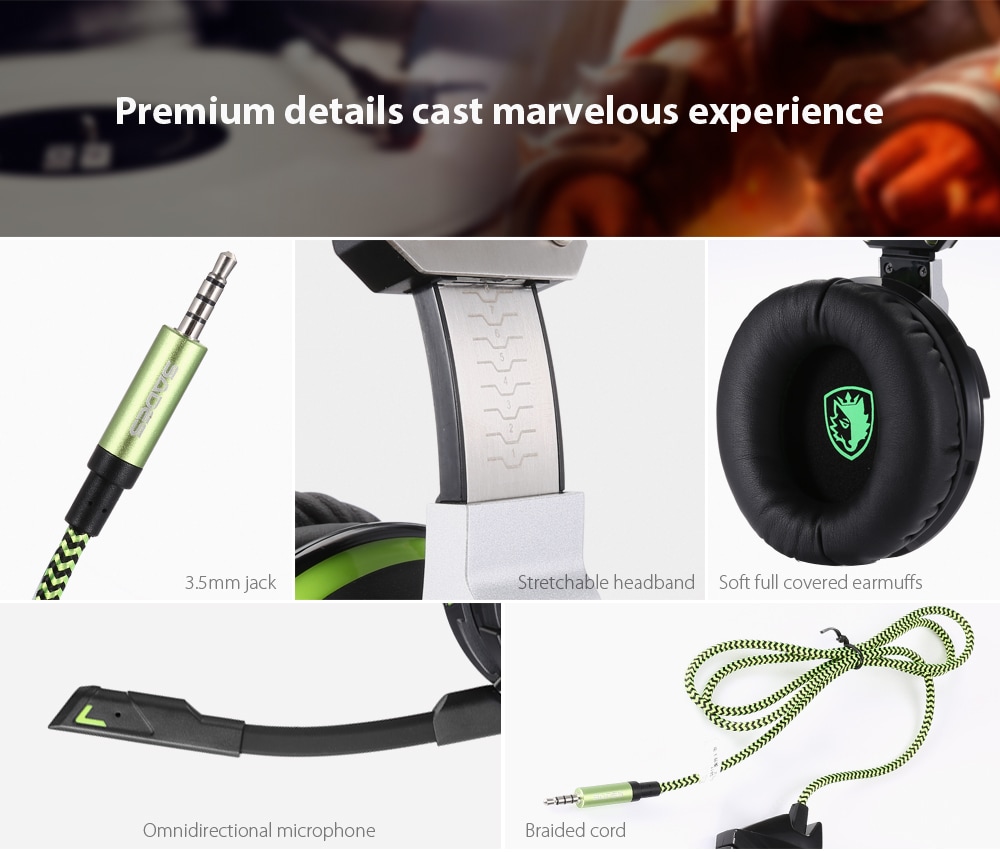 SADES SA - 933 3.5mm Jack Gaming Headphones- Black and Green SADES SA - 933 3.5mm Jack Gaming Headphones- Black and Green