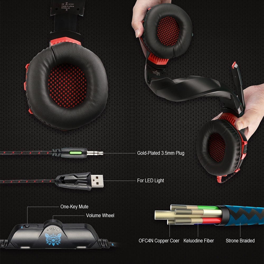 ONIKUMA K2A High Performance Professional Gaming Headset Red- Red ONIKUMA K2A High Performance Professional Gaming Headset Red- Red