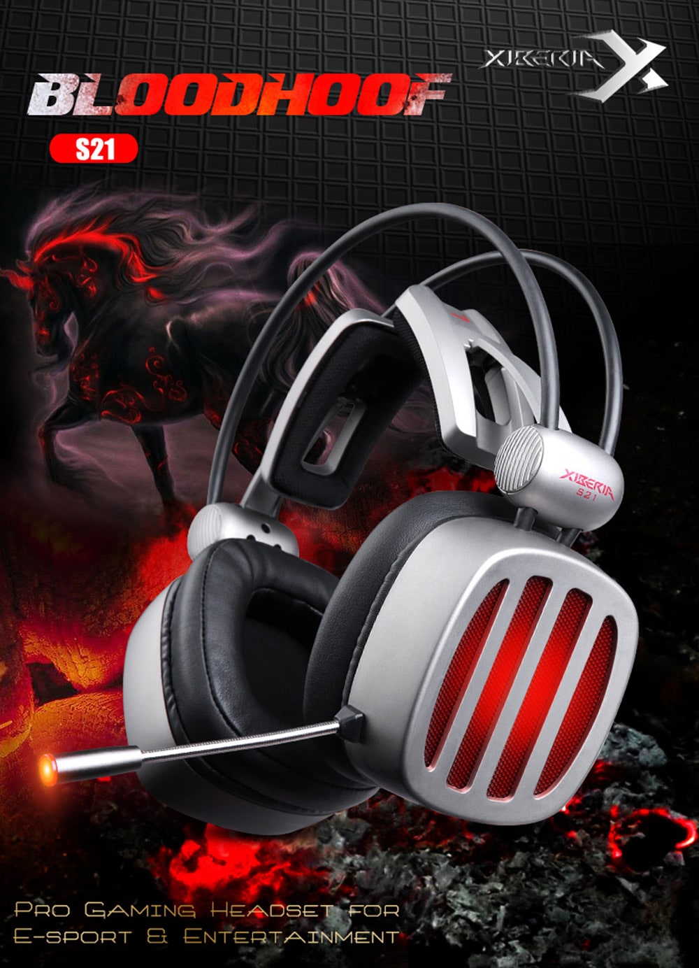 XIBERIA S21 Gaming Headset Surround Sound with Microphone Volume Control LED and Mute- Silver XIBERIA S21 Gaming Headset Surround Sound with Microphone Volume Control LED and Mute- Silver