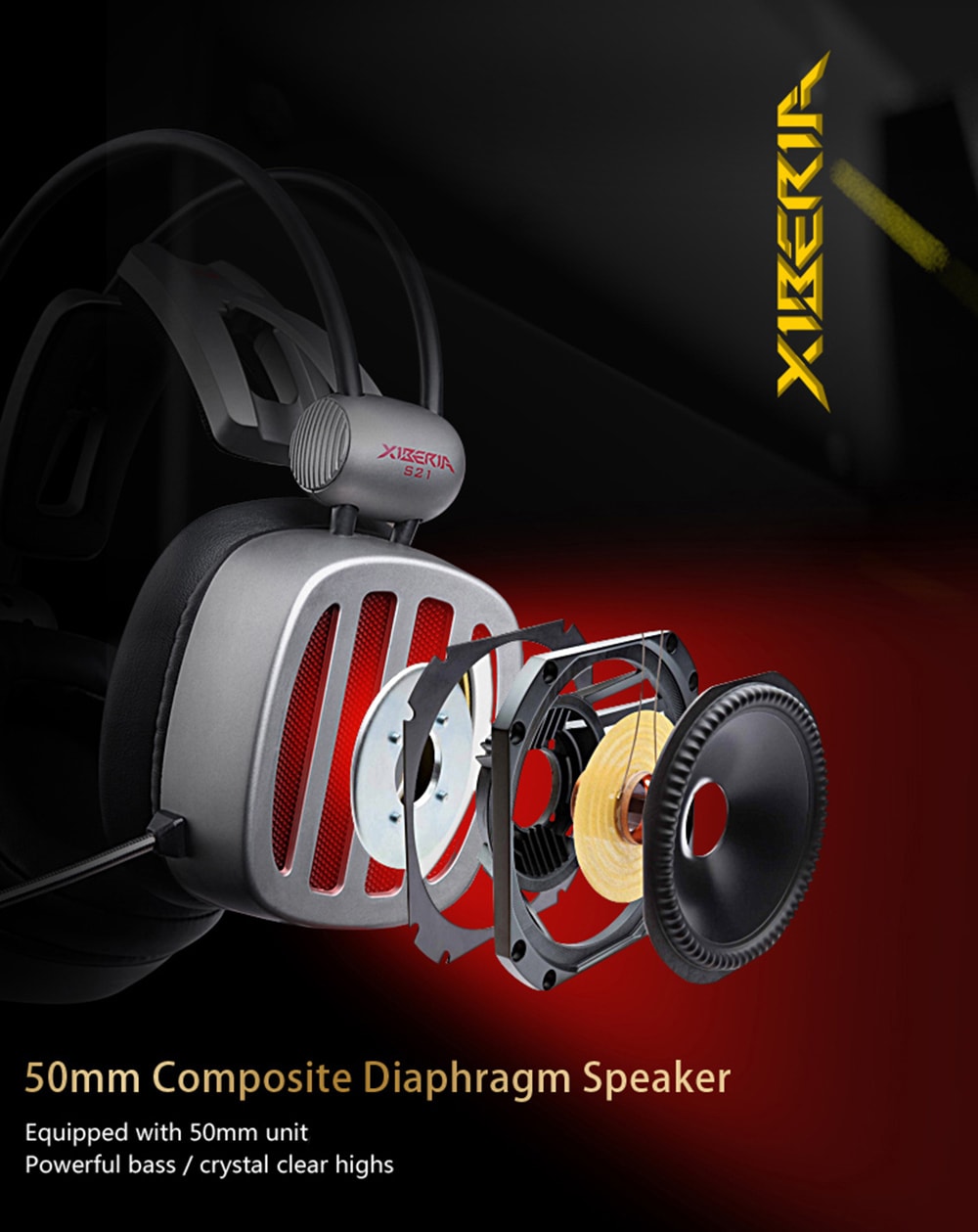 XIBERIA S21 Gaming Headset Surround Sound with Microphone Volume Control LED and Mute- Silver XIBERIA S21 Gaming Headset Surround Sound with Microphone Volume Control LED and Mute- Silver