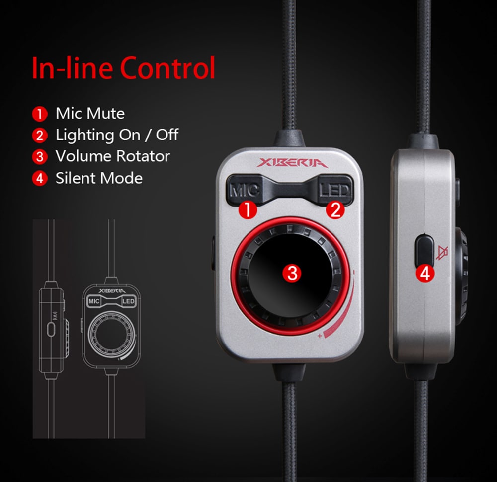 XIBERIA S21 Gaming Headset Surround Sound with Microphone Volume Control LED and Mute- Silver XIBERIA S21 Gaming Headset Surround Sound with Microphone Volume Control LED and Mute- Silver