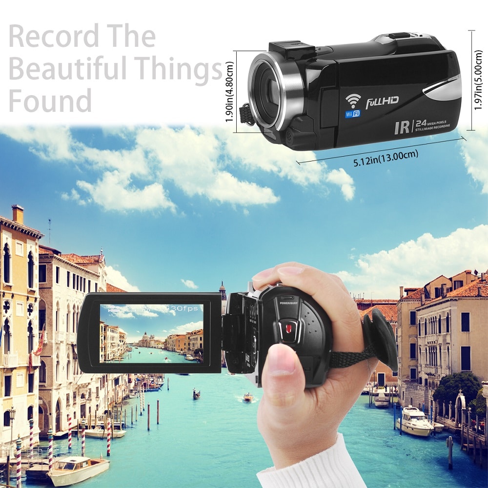 Remote Control Digital Camera Wifi Camcorder Full HD with Microphone 2 Batteries- Black Remote Control Digital Camera Wifi Camcorder Full HD with Microphone 2 Batteries- Black