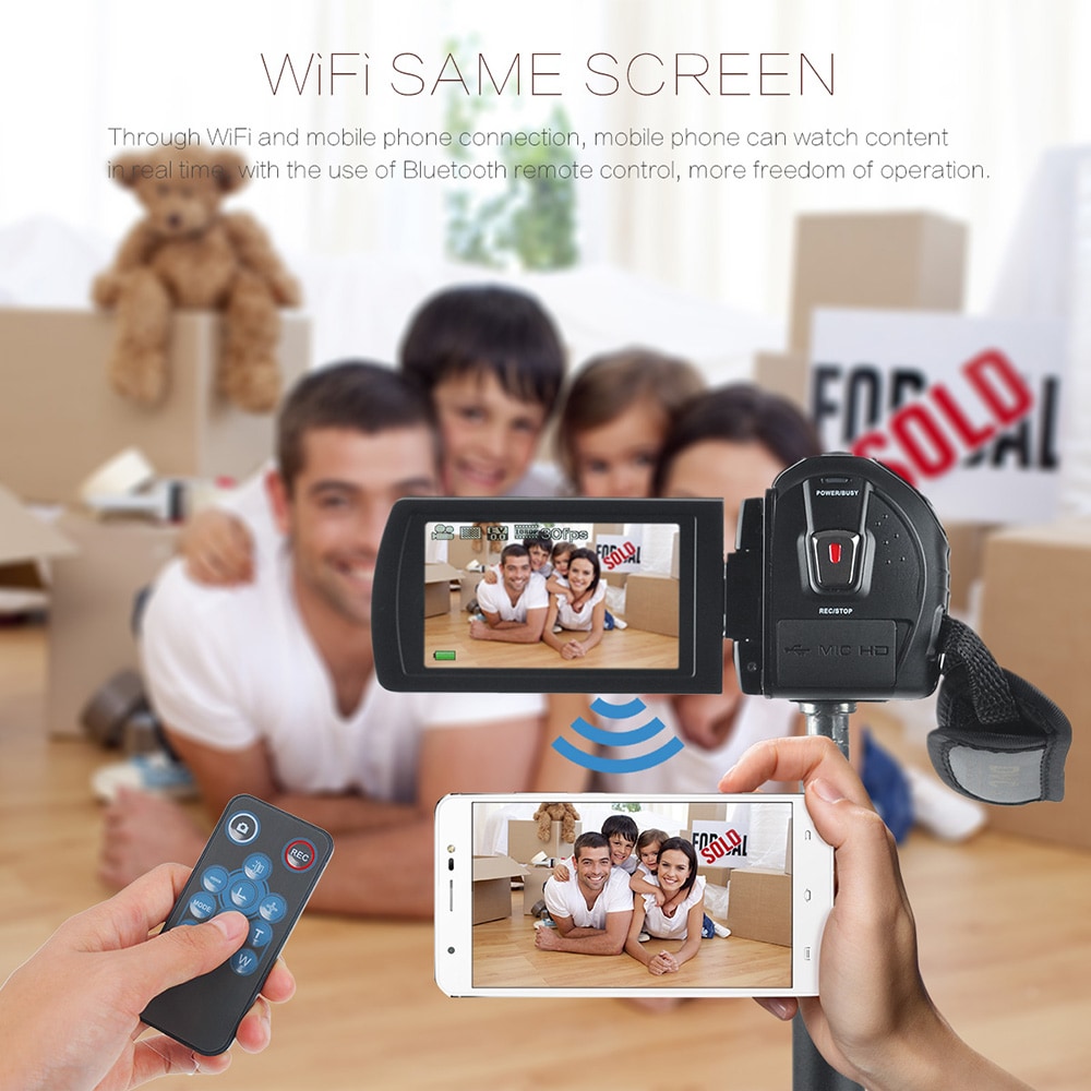 Remote Control Digital Camera Wifi Camcorder Full HD with Microphone 2 Batteries- Black Remote Control Digital Camera Wifi Camcorder Full HD with Microphone 2 Batteries- Black