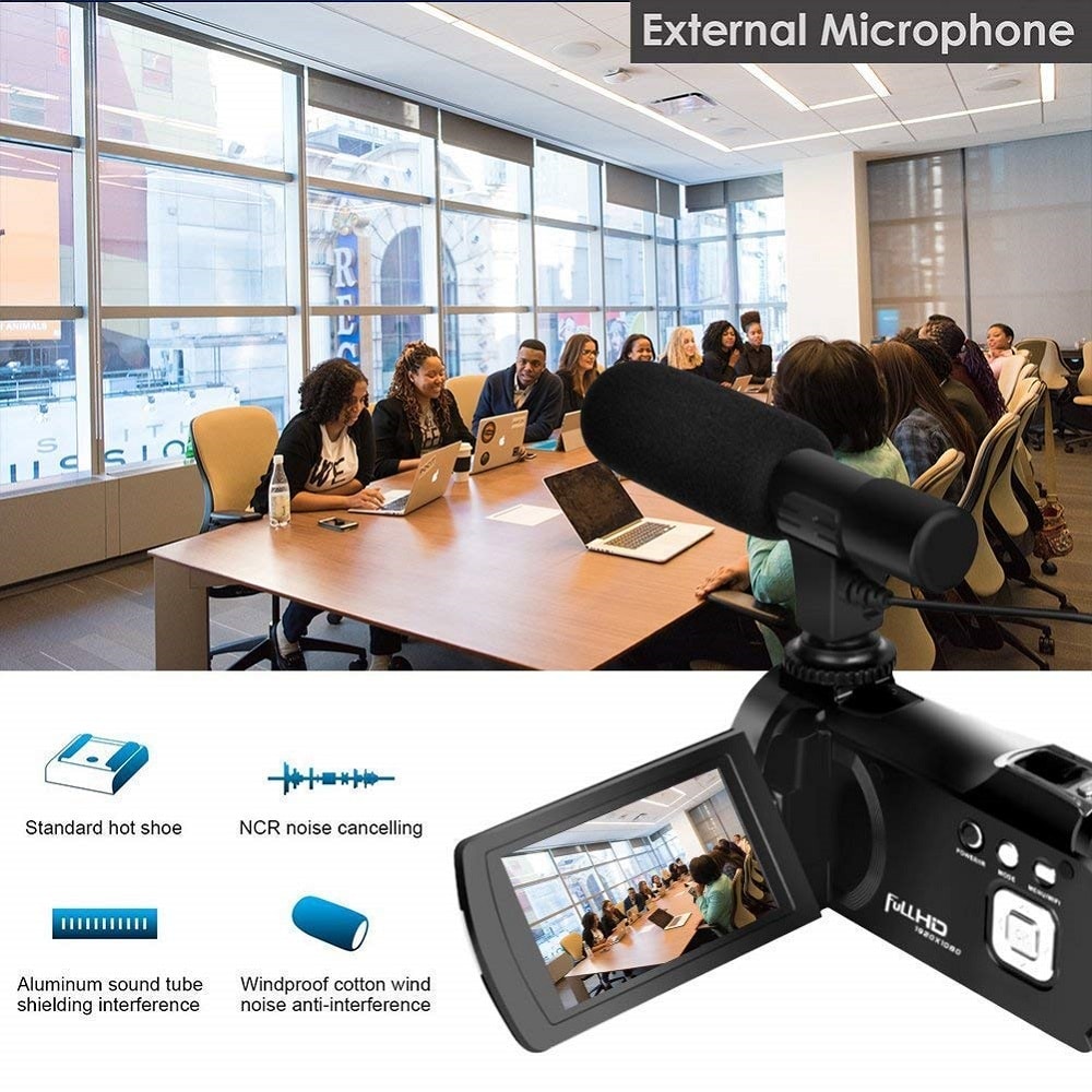 Remote Control Digital Camera Wifi Camcorder Full HD with Microphone 2 Batteries- Black Remote Control Digital Camera Wifi Camcorder Full HD with Microphone 2 Batteries- Black