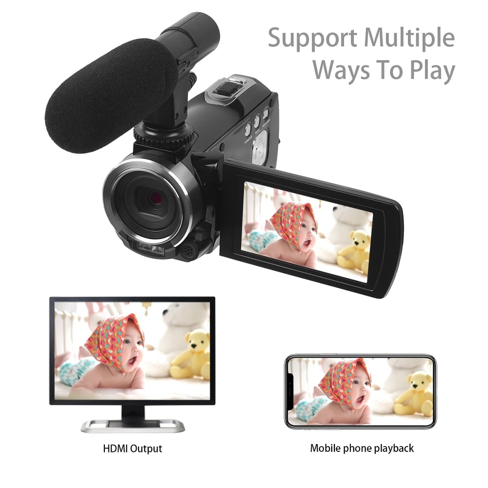 Remote Control Digital Camera Wifi Camcorder Full HD with Microphone 2 Batteries- Black Remote Control Digital Camera Wifi Camcorder Full HD with Microphone 2 Batteries- Black