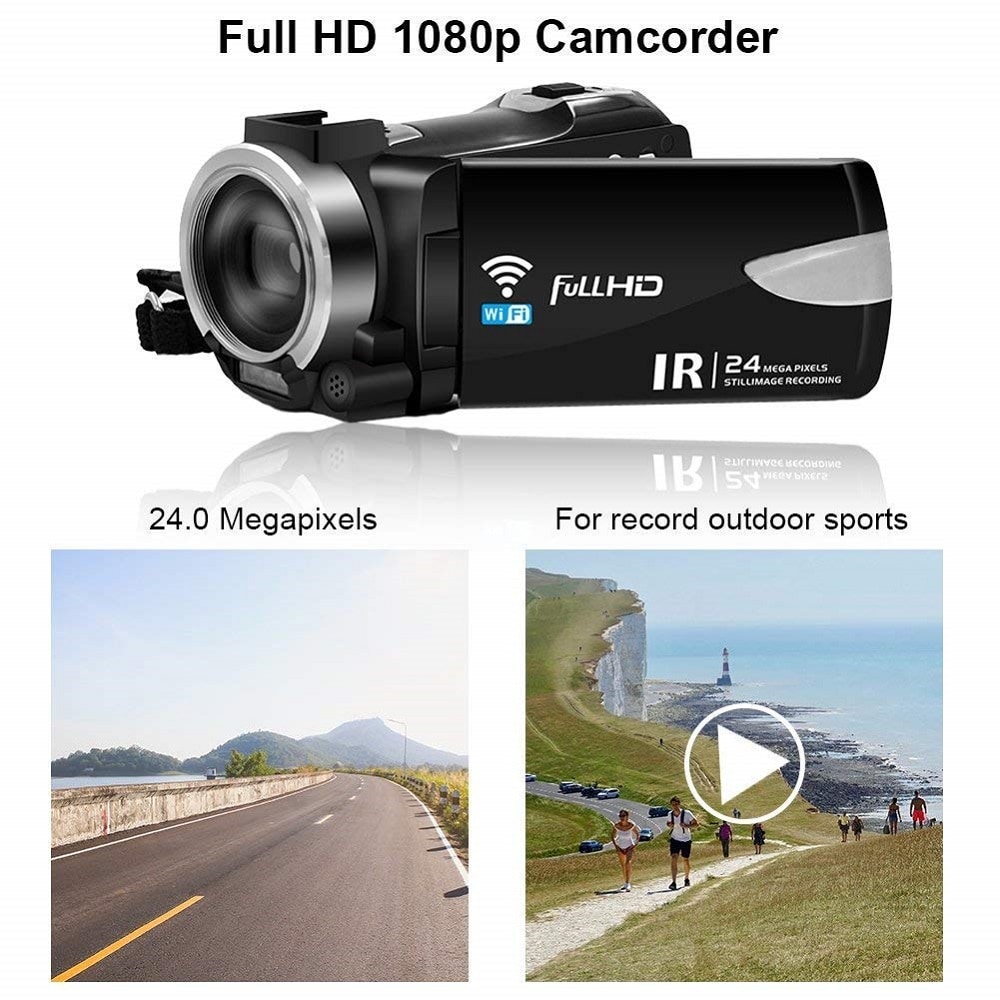 Remote Control Digital Camera Wifi Camcorder Full HD with Microphone 2 Batteries- Black Remote Control Digital Camera Wifi Camcorder Full HD with Microphone 2 Batteries- Black