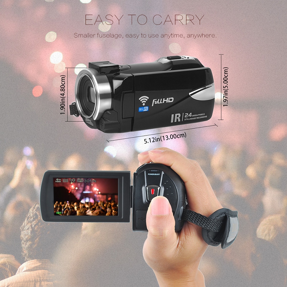 Remote Control Digital Camera Wifi Camcorder Full HD with Microphone 2 Batteries- Black Remote Control Digital Camera Wifi Camcorder Full HD with Microphone 2 Batteries- Black