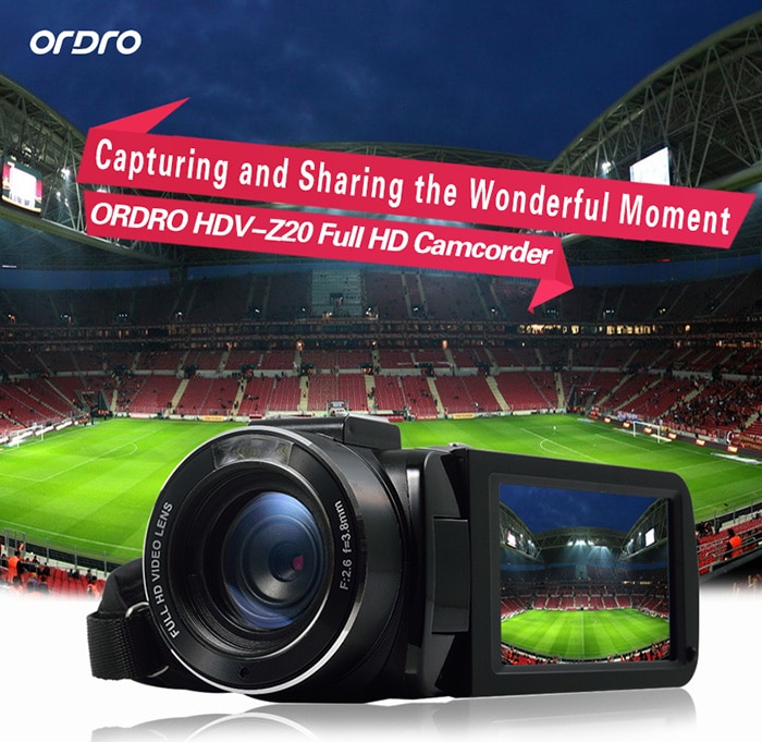 ORDRO HDV - Z20 WiFi 1080P 24MP 16X Digital Zoom F2.6 Aperture 3.0 inch TFT Touch Screen DV Camera- Black ORDRO HDV - Z20 WiFi 1080P 24MP 16X Digital Zoom F2.6 Aperture 3.0 inch TFT Touch Screen DV Camera- Black