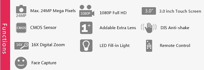 ORDRO HDV - Z20 WiFi 1080P 24MP 16X Digital Zoom F2.6 Aperture 3.0 inch TFT Touch Screen DV Camera- Black ORDRO HDV - Z20 WiFi 1080P 24MP 16X Digital Zoom F2.6 Aperture 3.0 inch TFT Touch Screen DV Camera- Black