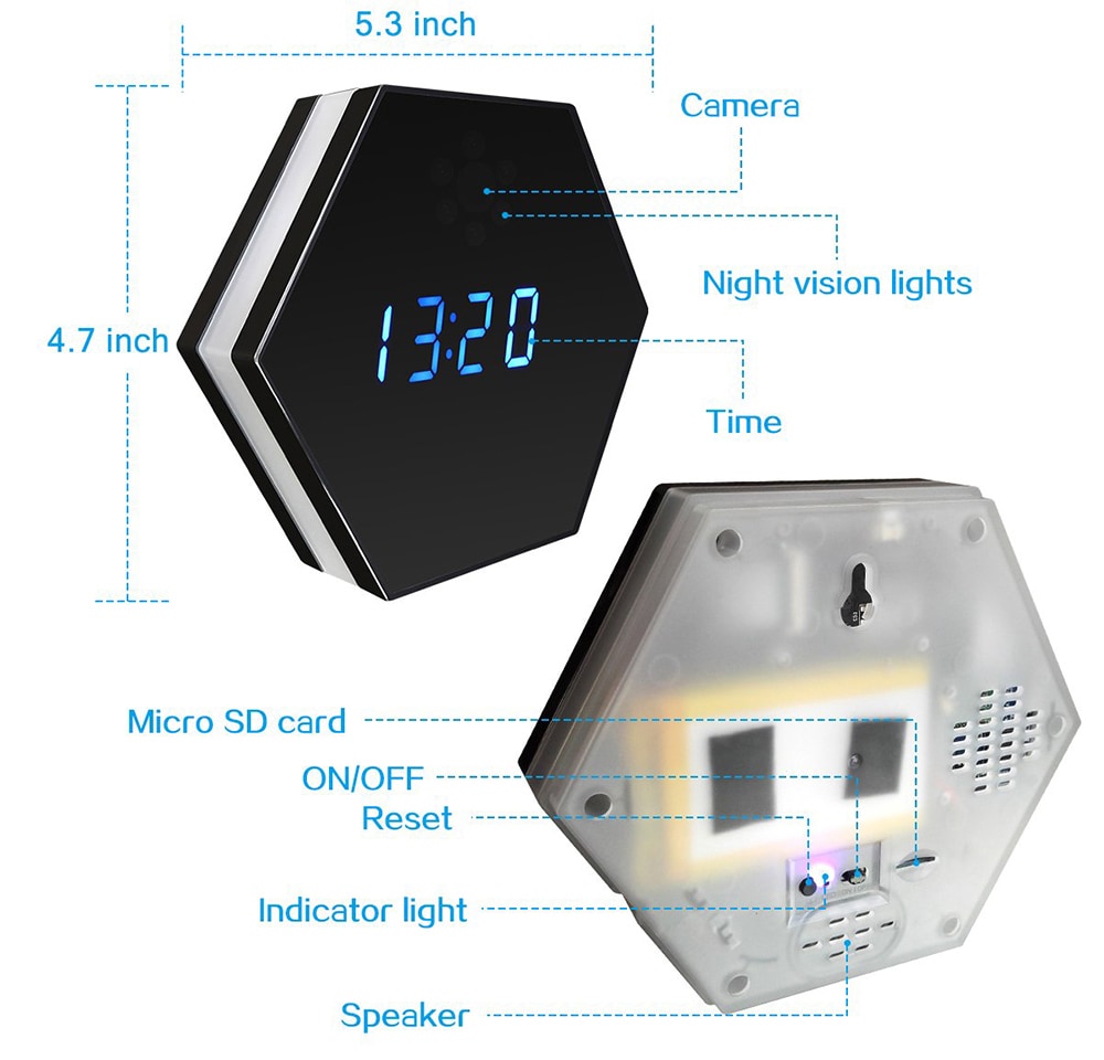 Z17 WiFi Wireless Mini Camera Clock 1080P HD Smart Mirror Clock Night IP Vision Two-way Audio Motion Detection LED Lights- Black EU Plug Z17 WiFi Wireless Mini Camera Clock 1080P HD Smart Mirror Clock Night IP Vision Two-way Audio Motion Detection LED Lights- Black EU Plug