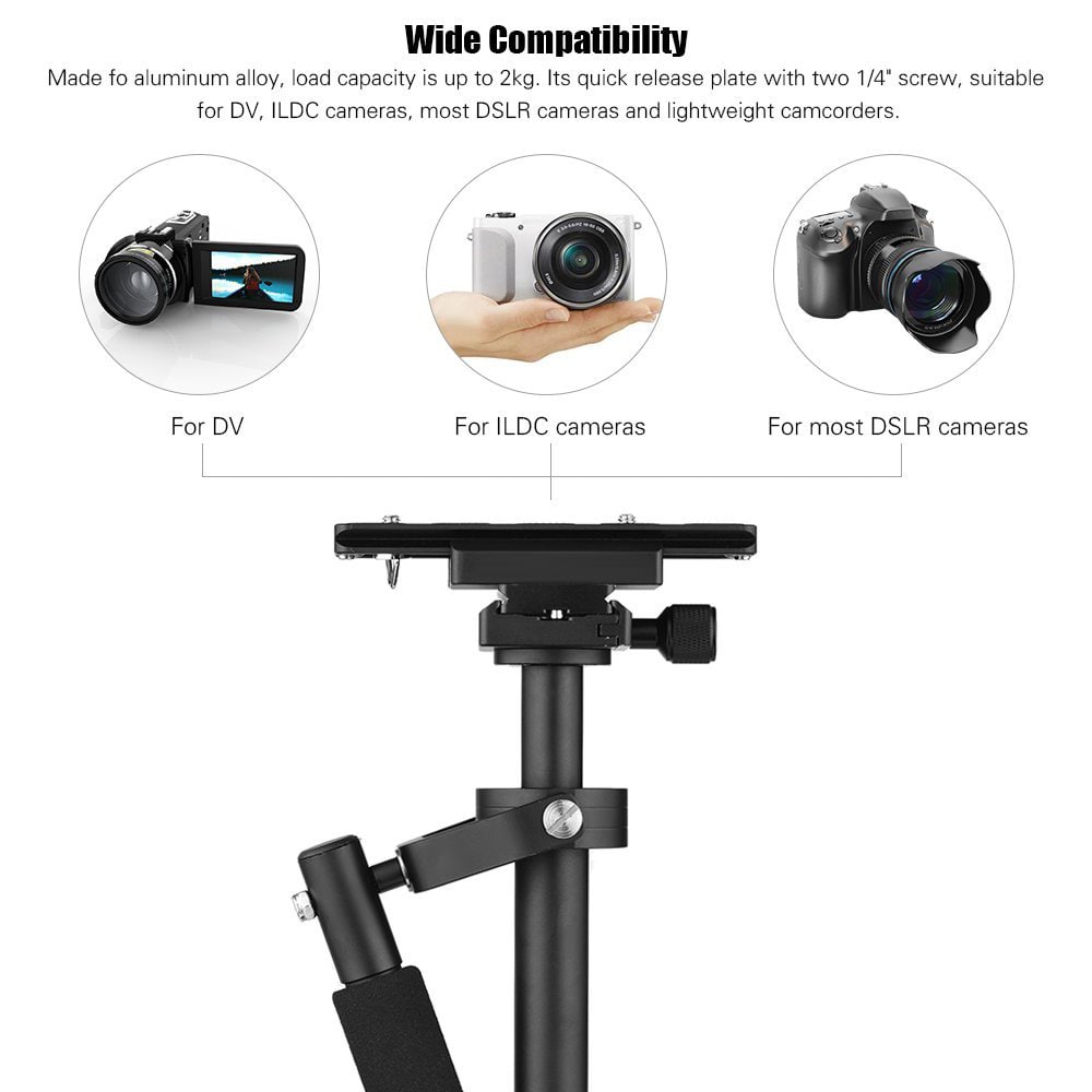 S40 Professional 40cm Aluminum Alloy Handheld Stabilizer with Quick Release Plate and Clamp Base for Canon / Nikon / Sony / DS- Black S40 Professional 40cm Aluminum Alloy Handheld Stabilizer with Quick Release Plate and Clamp Base for Canon / Nikon / Sony / DS- Black