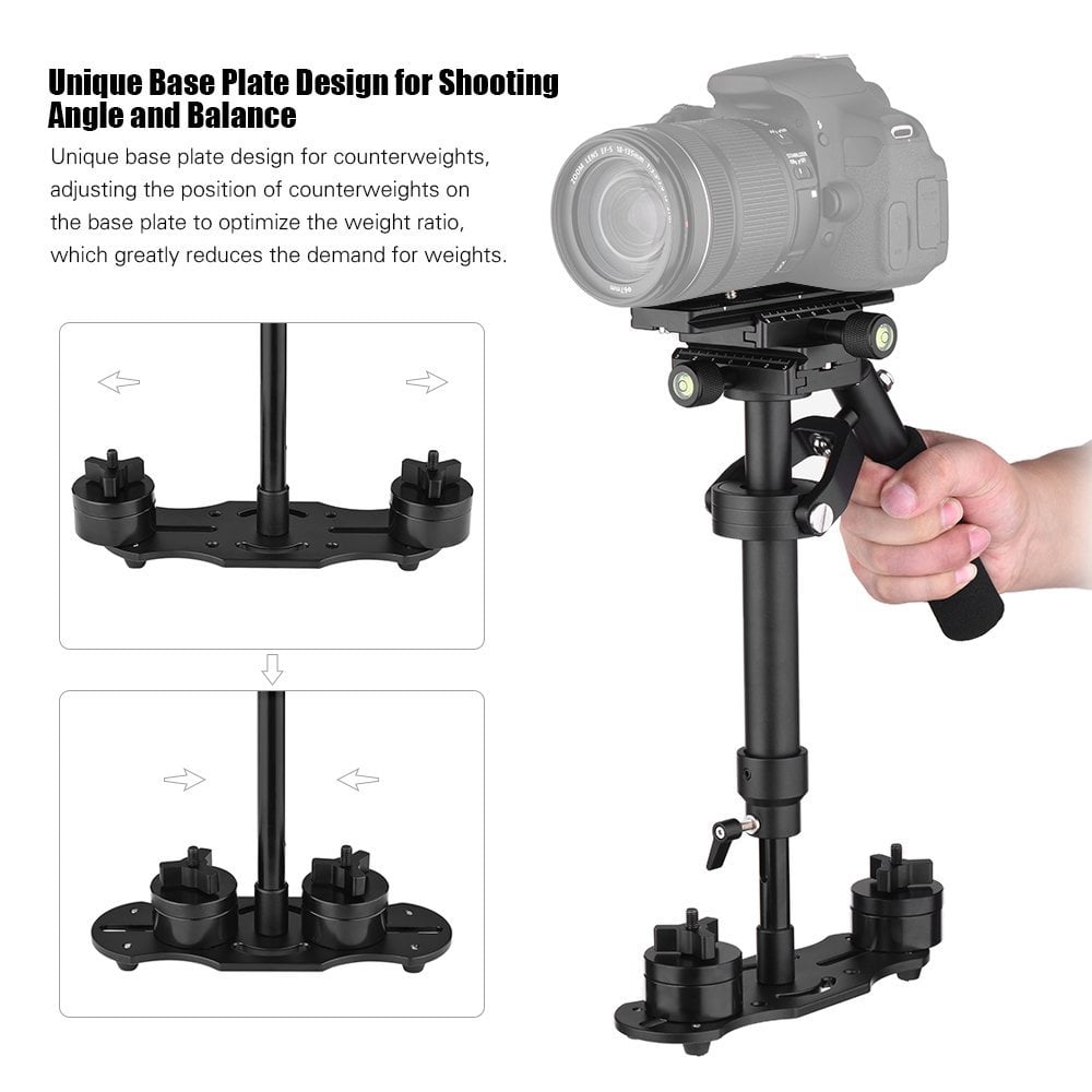 S40 Professional 40cm Aluminum Alloy Handheld Stabilizer with Quick Release Plate and Clamp Base for Canon / Nikon / Sony / DS- Black S40 Professional 40cm Aluminum Alloy Handheld Stabilizer with Quick Release Plate and Clamp Base for Canon / Nikon / Sony / DS- Black