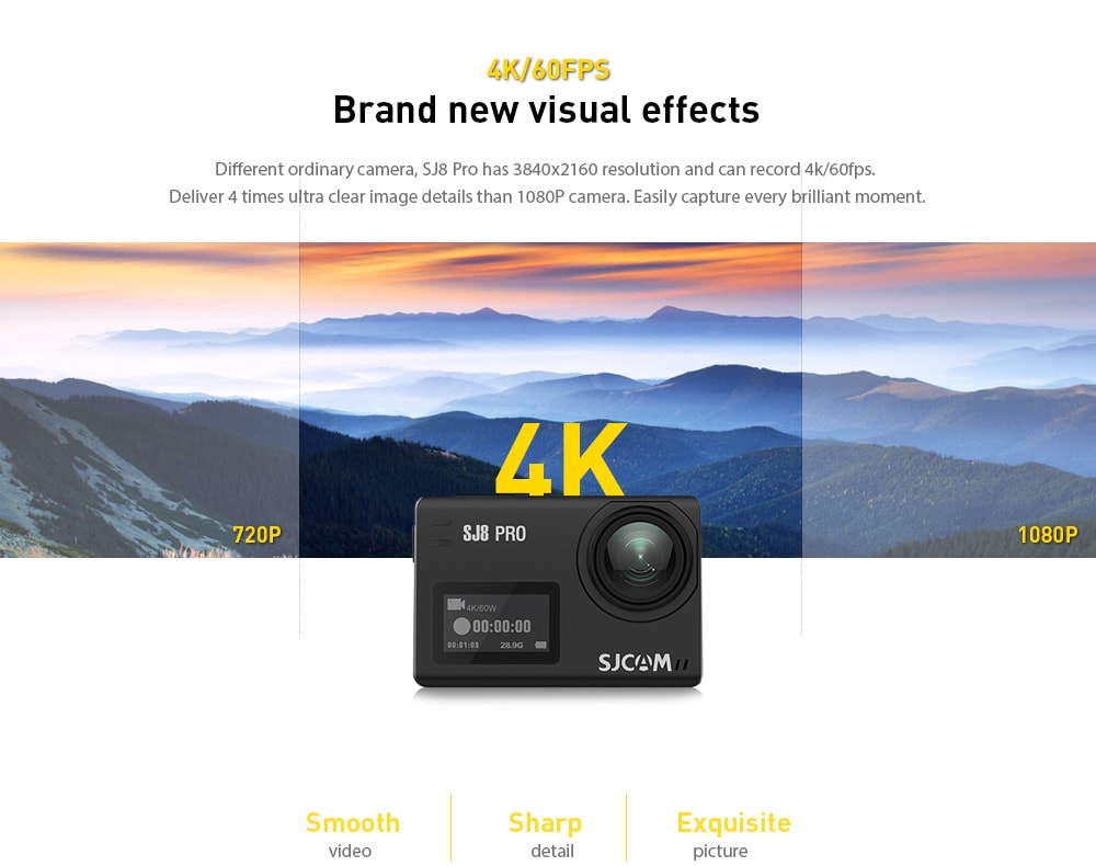 Original SJCAM SJ8 Pro 4K 60fps Dual Touch Screen WiFi Action Camera- Black Original SJCAM SJ8 Pro 4K 60fps Dual Touch Screen WiFi Action Camera- Black