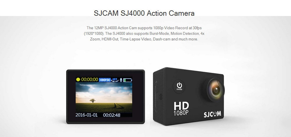 Original SJCAM SJ4000 Action Sport Camera 1080P 170 Degrees Wide Angle Lens 12MP Sensor- Black Original SJCAM SJ4000 Action Sport Camera 1080P 170 Degrees Wide Angle Lens 12MP Sensor- Black