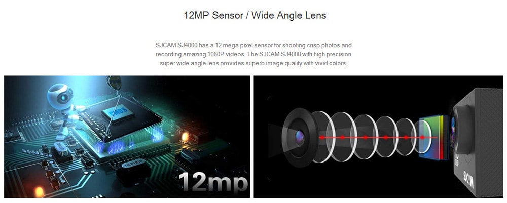 Original SJCAM SJ4000 Action Sport Camera 1080P 170 Degrees Wide Angle Lens 12MP Sensor- Black Original SJCAM SJ4000 Action Sport Camera 1080P 170 Degrees Wide Angle Lens 12MP Sensor- Black