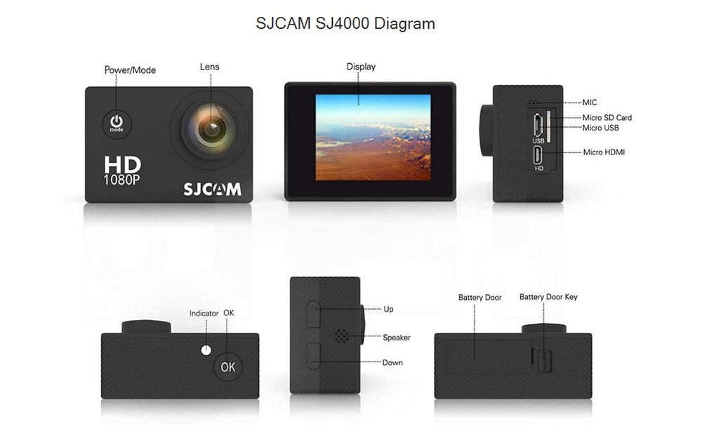Original SJCAM SJ4000 Action Sport Camera 1080P 170 Degrees Wide Angle Lens 12MP Sensor- Black Original SJCAM SJ4000 Action Sport Camera 1080P 170 Degrees Wide Angle Lens 12MP Sensor- Black