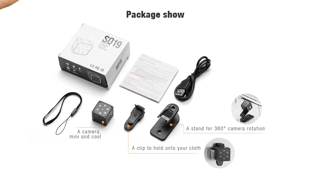 SQ19 Mini HD 1080P Action Camera Micro Lens Recorder Car DVR Sports DV- Black SQ19 Mini HD 1080P Action Camera Micro Lens Recorder Car DVR Sports DV- Black