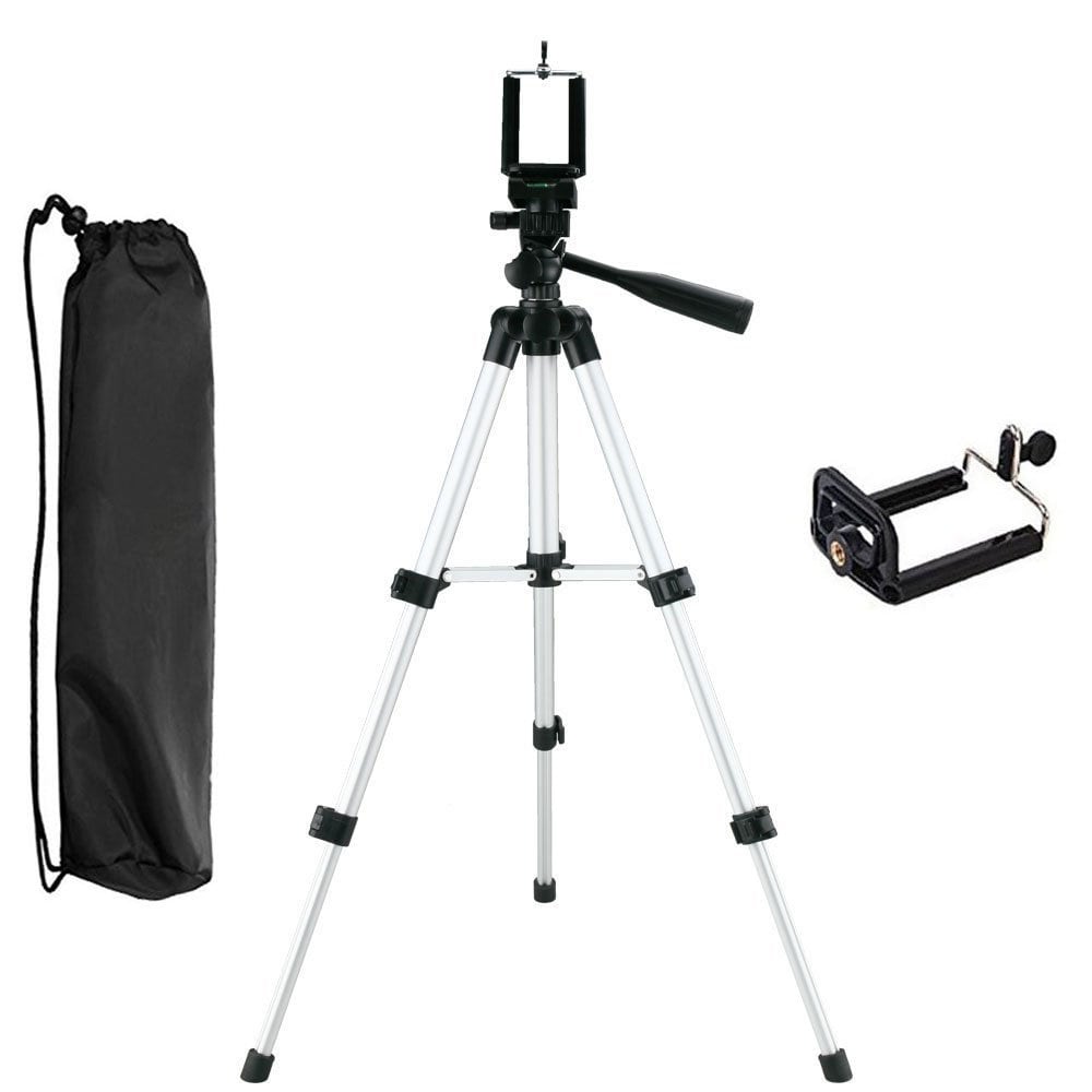 Three-way Head Lightweight Universal Tripod Camera + Cell Phone Clip Holder Camera Bracket- Black Three-way Head Lightweight Universal Tripod Camera + Cell Phone Clip Holder Camera Bracket- Black