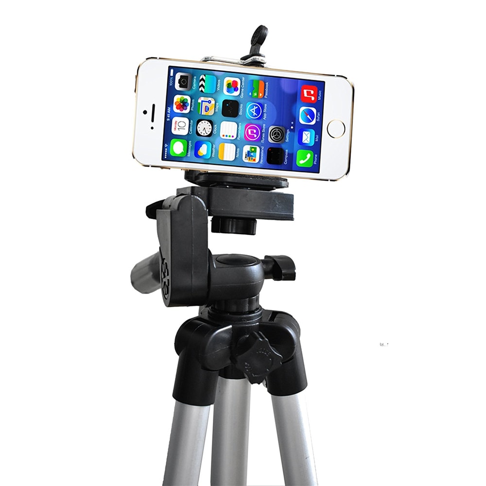 Three-way Head Lightweight Universal Tripod Camera + Cell Phone Clip Holder Camera Bracket- Black Three-way Head Lightweight Universal Tripod Camera + Cell Phone Clip Holder Camera Bracket- Black