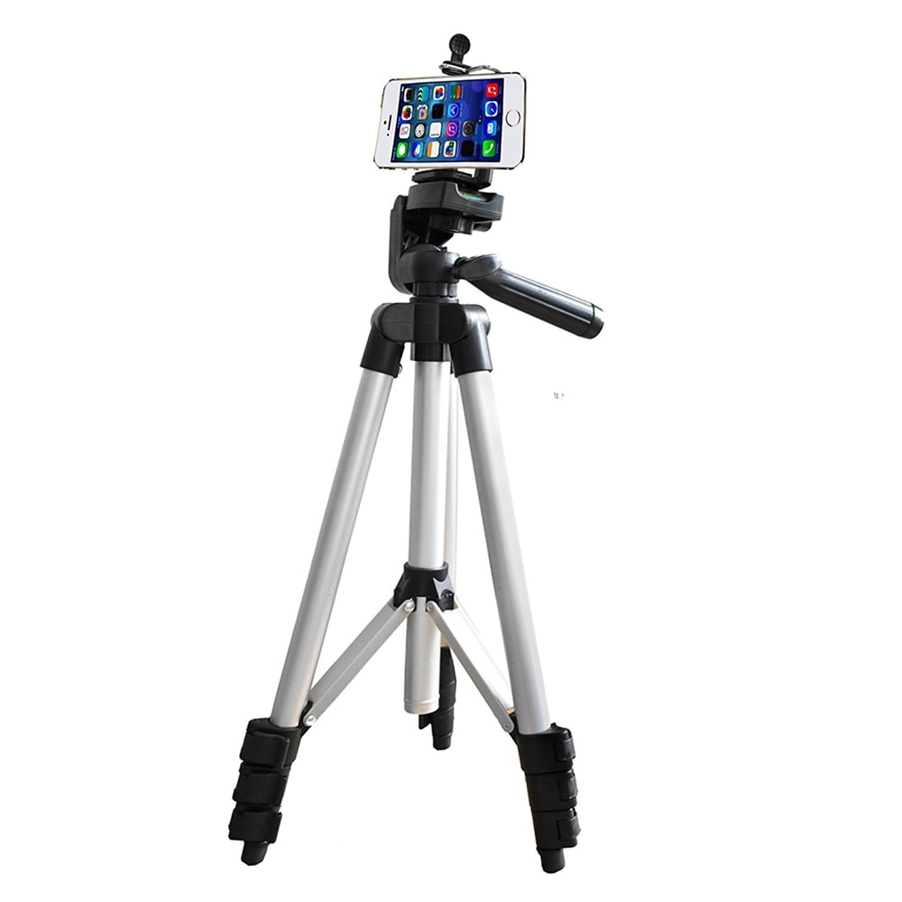 Three-way Head Lightweight Universal Tripod Camera + Cell Phone Clip Holder Camera Bracket- Black Three-way Head Lightweight Universal Tripod Camera + Cell Phone Clip Holder Camera Bracket- Black