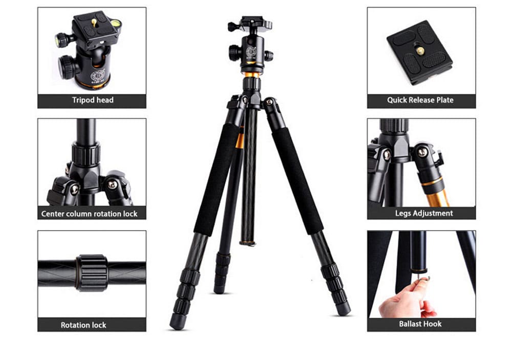 QZSD Q999 62.2 Inches Lightweight Tripod Monopod with 1/4 Screw- Black QZSD Q999 62.2 Inches Lightweight Tripod Monopod with 1/4 Screw- Black