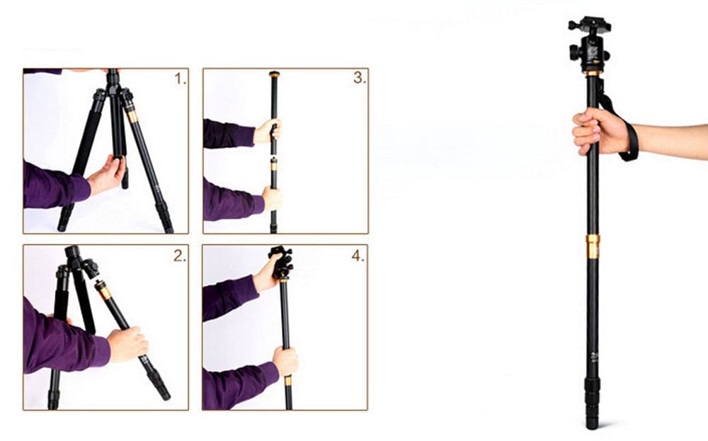 QZSD Q999 62.2 Inches Lightweight Tripod Monopod with 1/4 Screw- Black QZSD Q999 62.2 Inches Lightweight Tripod Monopod with 1/4 Screw- Black