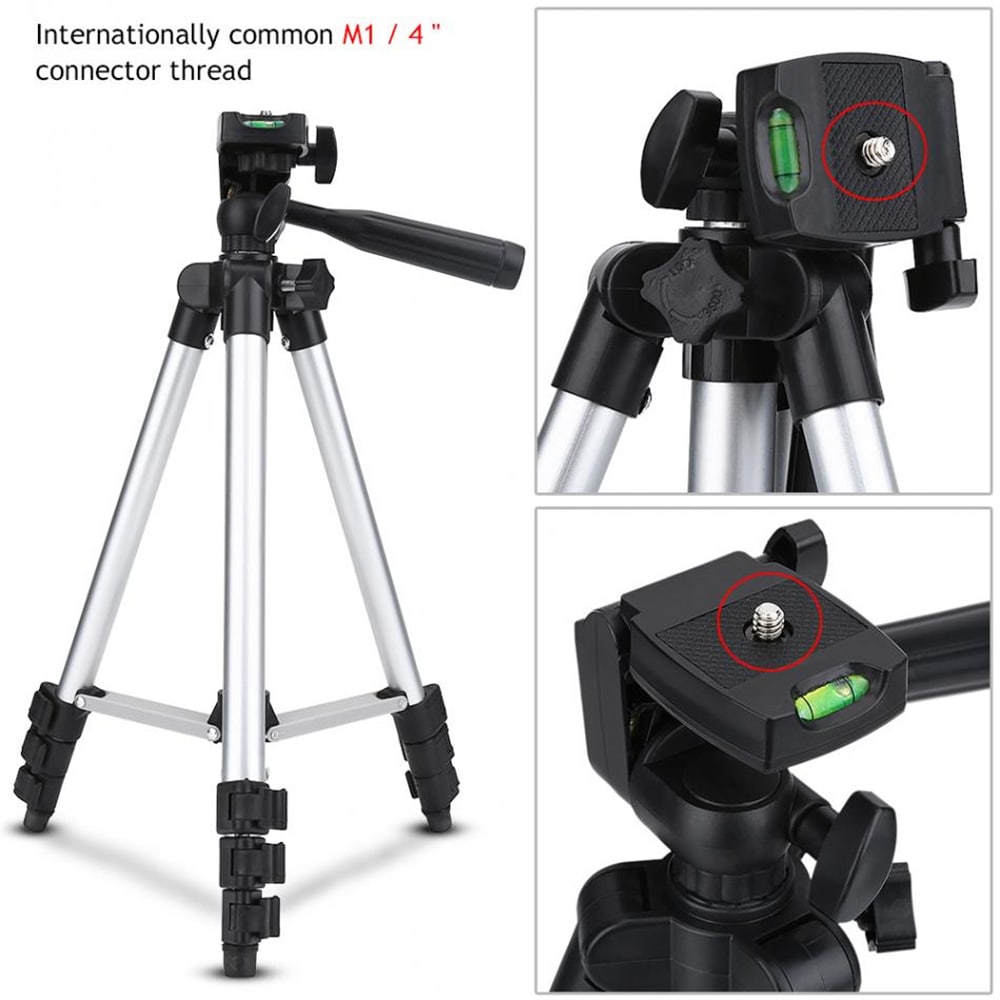 With Remote Control 3110 Tripod Stand 4-SECTION Lightweight Portable Mini Trip- Silver With Remote Control 3110 Tripod Stand 4-SECTION Lightweight Portable Mini Trip- Silver
