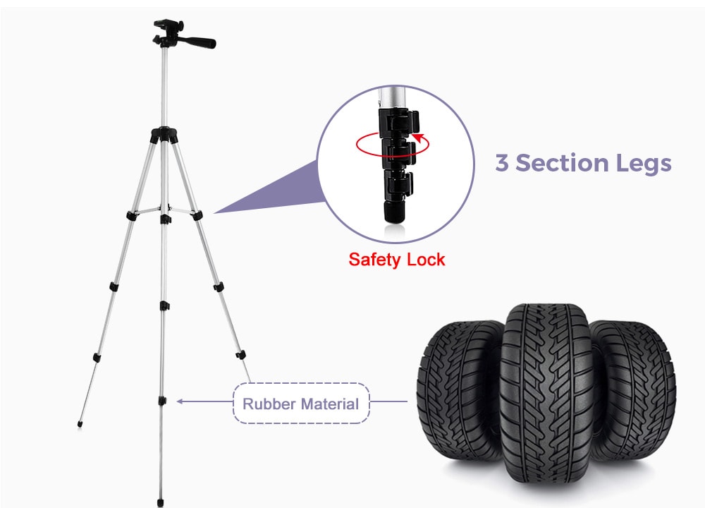 With Remote Control 3110 Tripod Stand 4-SECTION Lightweight Portable Mini Trip- Silver With Remote Control 3110 Tripod Stand 4-SECTION Lightweight Portable Mini Trip- Silver